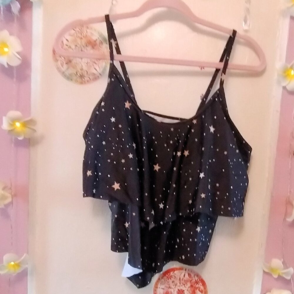 Adisputent (XL) Strappy Star Field Printed Padded Swim Top